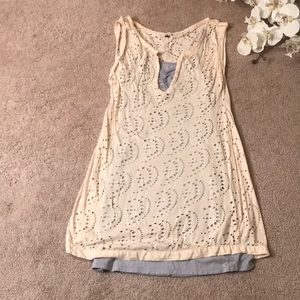 Cream and gray free people dress with holes